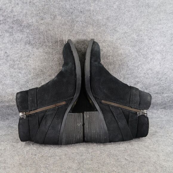 Born Shoes Womens 6 Booties Morocco Leather Distressed Buckle Strap Black Zip - Picture 12 of 16